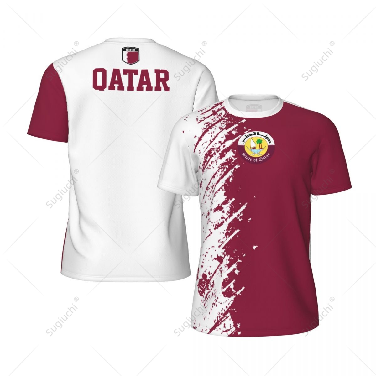 3D Printing Qatar - Exklusives Design Katar-Flagge 3D-gedrucktes Herren-T-Shirt für
