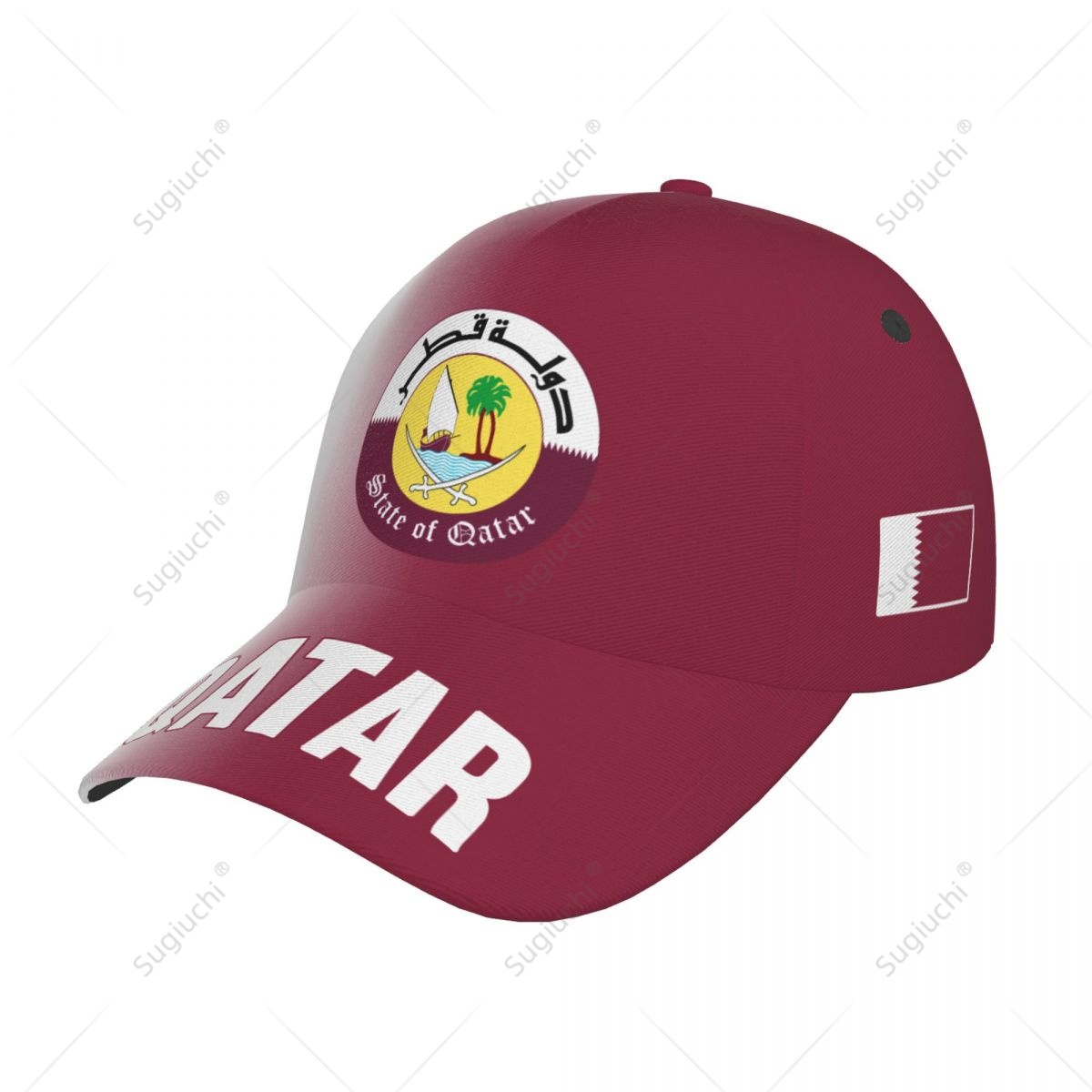 3D Printing Qatar - Unisex-Baseballmütze, Katar-Flagge, Farbverlauf, 3D-Druck für Tennis,