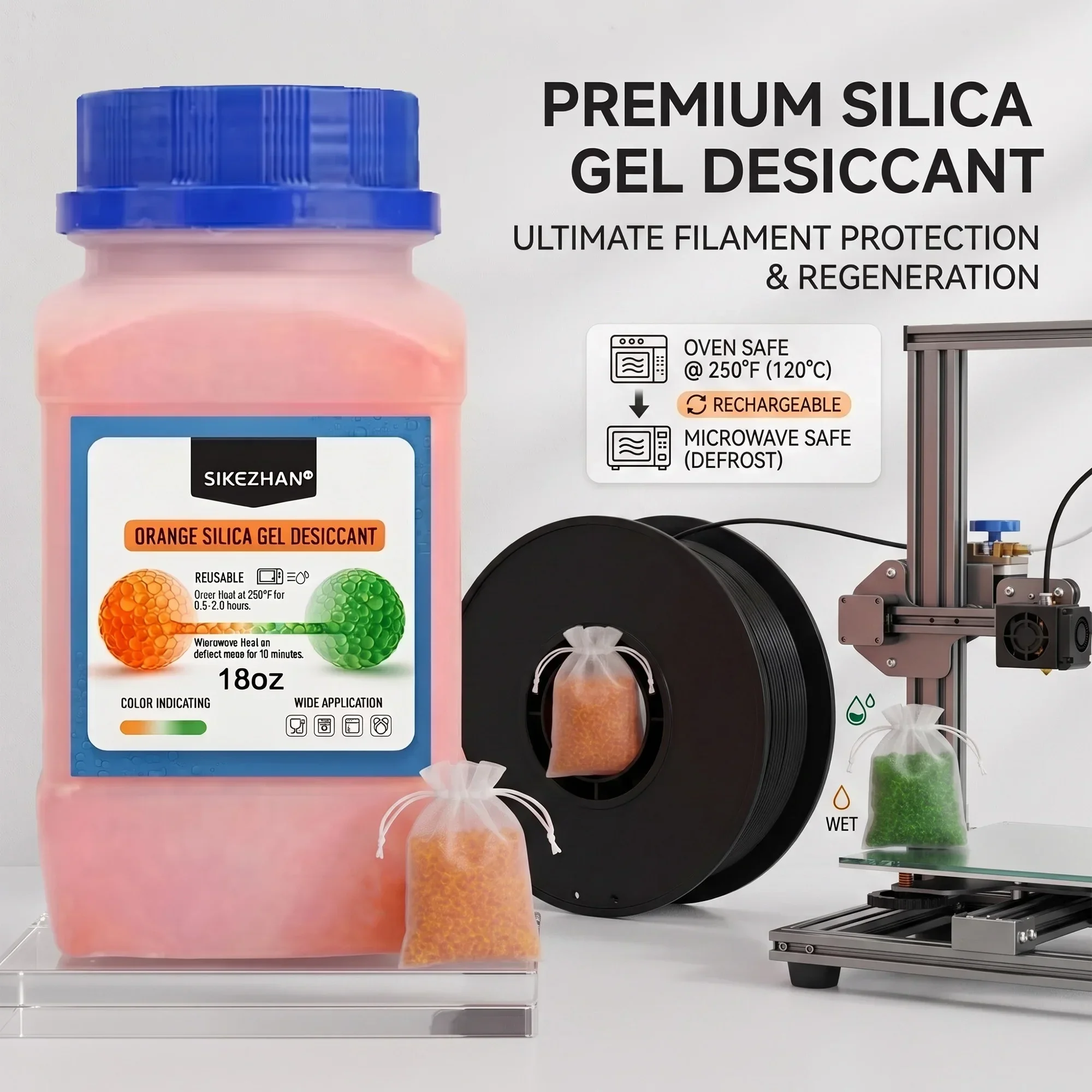 3D Printing Deck Box - 3D-Drucker Filament-Trockenmittel Orange Silikagel-Perlen Farbwechselnde Wiederaufladbare