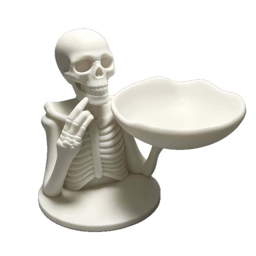 3D Printing Pla - 3D-gedruckte Skelett-Bonbonschale, mattweiß, knochenförmige Schädel-Schale, Dekoration,