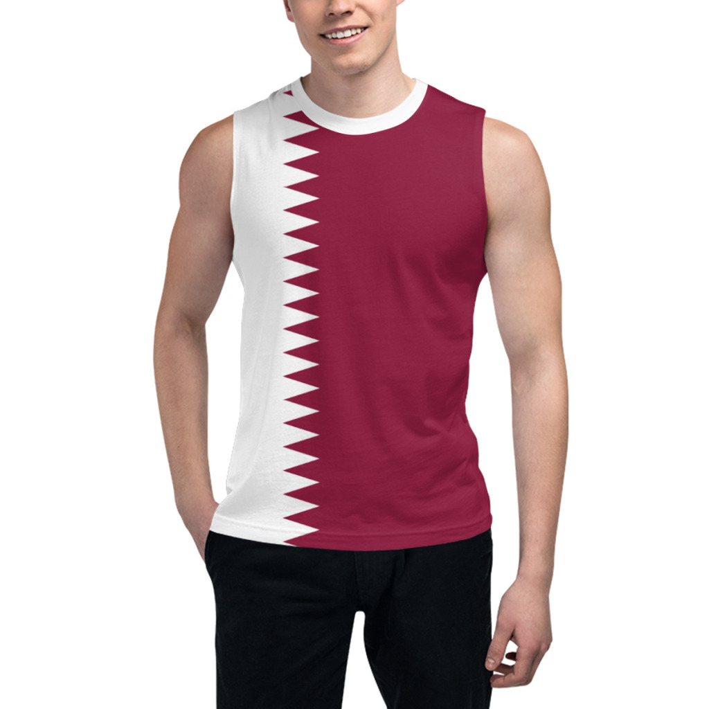 3D Printing Qatar - Ärmelloses T-Shirt mit Katar-Flagge, 3D-T-Shirt für
