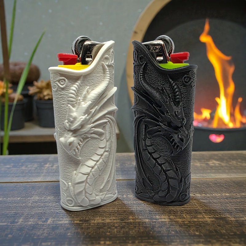 3D Printing Case - Gotische Geprägte Drachen-Feuerzeughülle 3D-Gedruckte Relief-Drachen-Feuerzeughülle Feuerzeug-Ornament