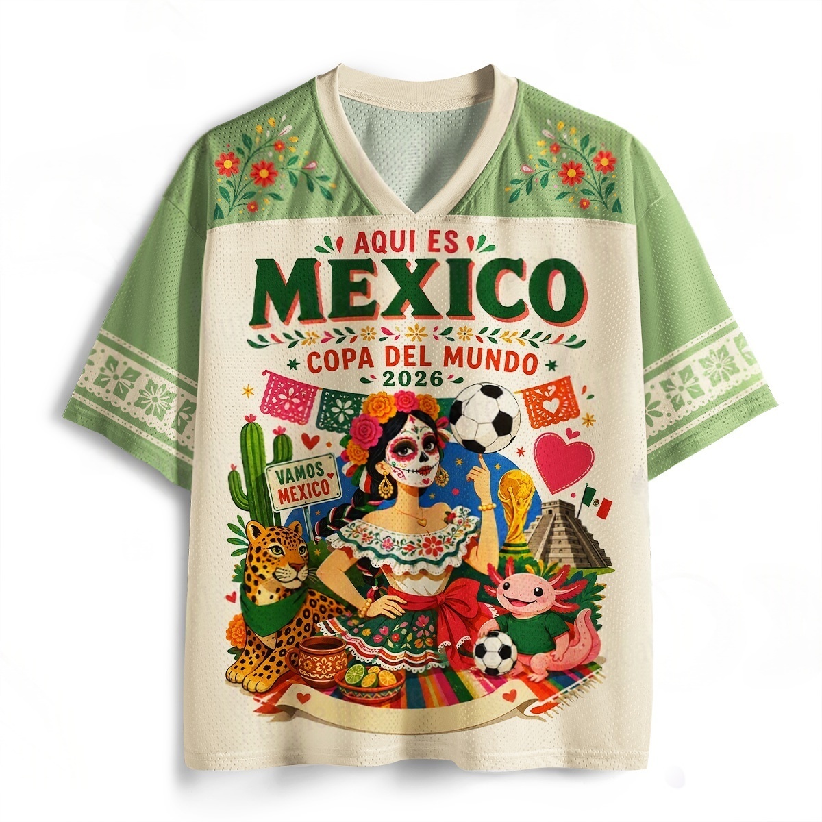 3D Printing Holder - Retro Mexikanischer Folklore-Stil Fußball-Baseball-Shirt Lässiges Sportshirt