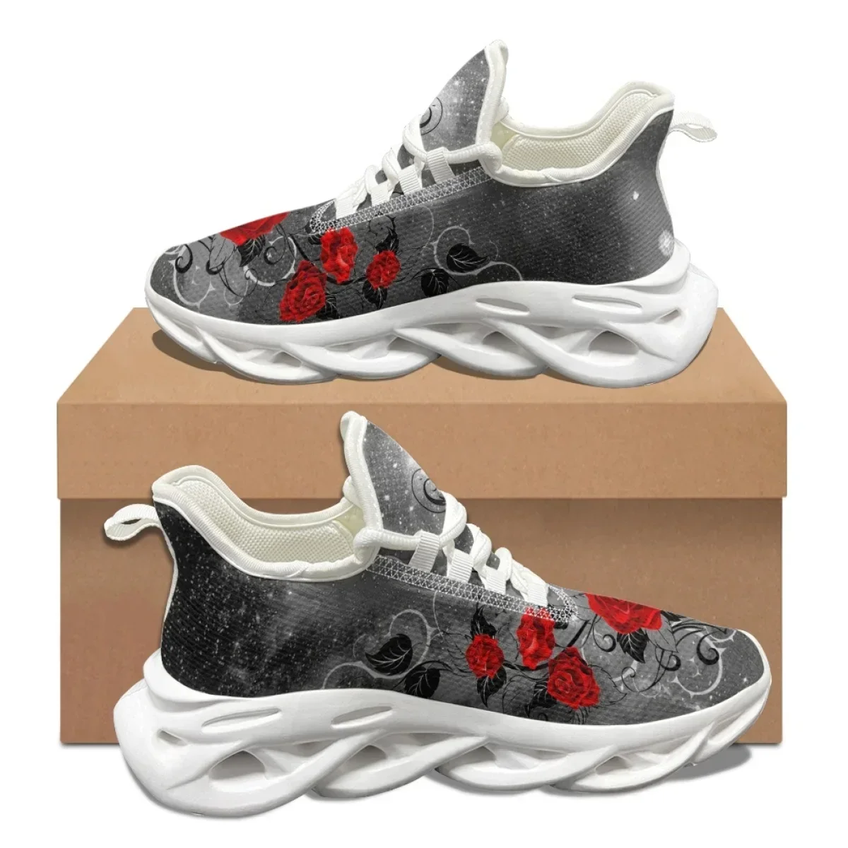 3D Printing Design - Valentinstag-Geschenk 3D Rote Rose Design Damen-Sneakers