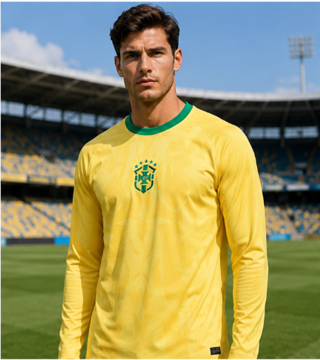 3D Printing Design - Brasilien 2026 Gedenkausgabe 3D-Gedrucktes Langarm-Fußballtrikot Schnelltrocknend